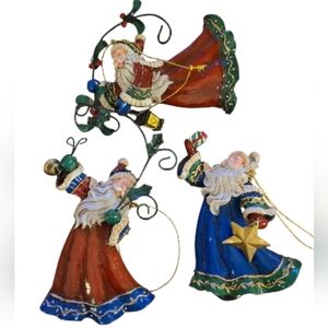 Ornaments Set Of Three Old World St. Nicks Solid Vibrant Beautifully Crafted 5"